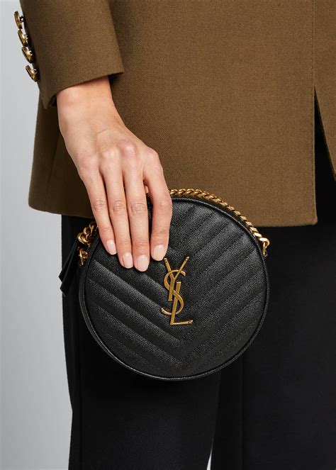 Vinyle YSL Round Quilted Grain de Poudre Crossbody Bag